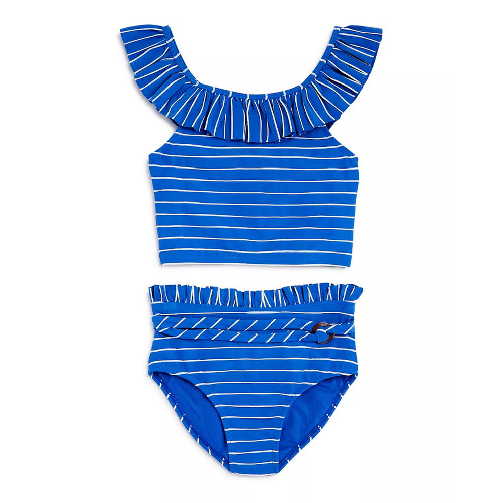 Habitual Kids Girls' Briar Ruffled Two-Piece Swimsuit Blue Size 6X 4322